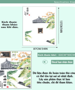 Kích thước decal Bắc Âu lá chuối và mèo sau khi dán, decal dán tường phong cách Bắc Âu, chống nước
