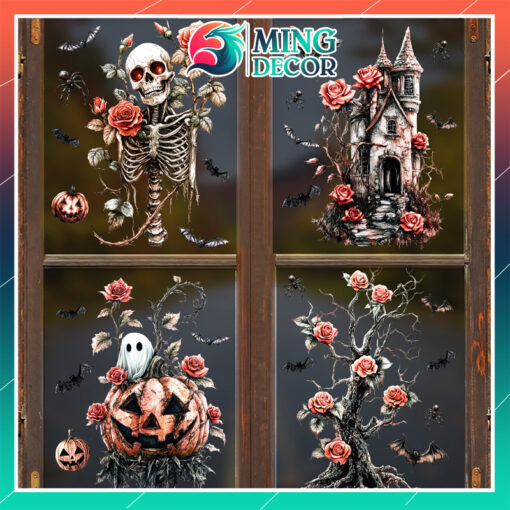 Decal Halloween 2025 – Hít Tĩnh Điện Hoa Hồng, Bí Ngô, Lâu Đài Kinh Dị - Hình ảnh 5