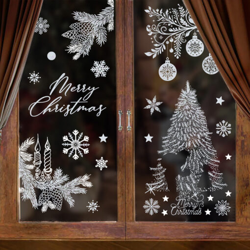 Decal Noel 2025 Hít Tĩnh Điện Trang Trí Kính – Cây Thông, Tuyết & Ông Già Noel Độc Đáo - Hình ảnh 2