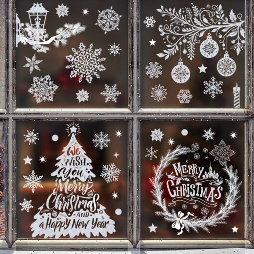 Decal Noel 2025 Hít Tĩnh Điện Trang Trí Kính – Cây Thông, Tuyết & Ông Già Noel Độc Đáo - Hình ảnh 4