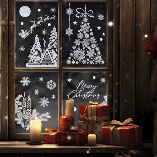 Decal Noel 2025 Hít Tĩnh Điện Trang Trí Kính – Cây Thông, Tuyết & Ông Già Noel Độc Đáo - Hình ảnh 6