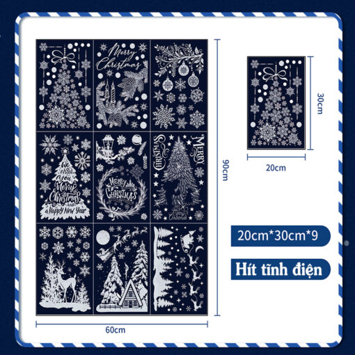 Decal Noel 2025 Hít Tĩnh Điện Trang Trí Kính – Cây Thông, Tuyết & Ông Già Noel Độc Đáo - Hình ảnh 8