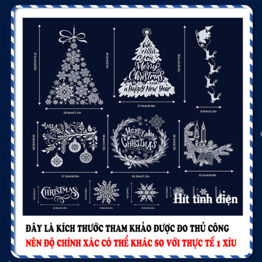 Decal Noel 2025 Hít Tĩnh Điện Trang Trí Kính – Cây Thông, Tuyết & Ông Già Noel Độc Đáo - Hình ảnh 9