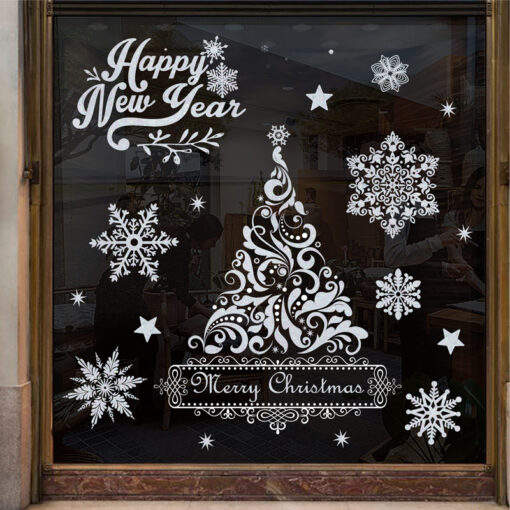 Decal Noel Hít Tĩnh Điện 2025 Bộ 4 Tấm Cây Thông, Quả Cầu Tuyết – Trang Trí Giáng Sinh Cửa Kính Cực Đẹp, Không Cần Keo - Hình ảnh 2