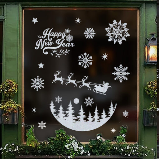 Decal Noel Hít Tĩnh Điện 2025 Bộ 4 Tấm Cây Thông, Quả Cầu Tuyết – Trang Trí Giáng Sinh Cửa Kính Cực Đẹp, Không Cần Keo - Hình ảnh 4