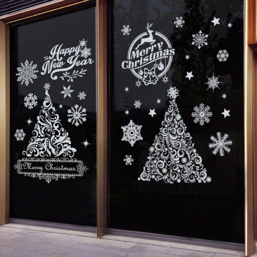 Decal Noel Hít Tĩnh Điện 2025 Bộ 4 Tấm Cây Thông, Quả Cầu Tuyết – Trang Trí Giáng Sinh Cửa Kính Cực Đẹp, Không Cần Keo - Hình ảnh 5