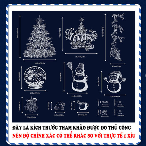 Decal Noel Hít Tĩnh Điện 2025 Bộ 4 Tấm Cây Thông, Quả Cầu Tuyết – Trang Trí Giáng Sinh Cửa Kính Cực Đẹp, Không Cần Keo - Hình ảnh 8