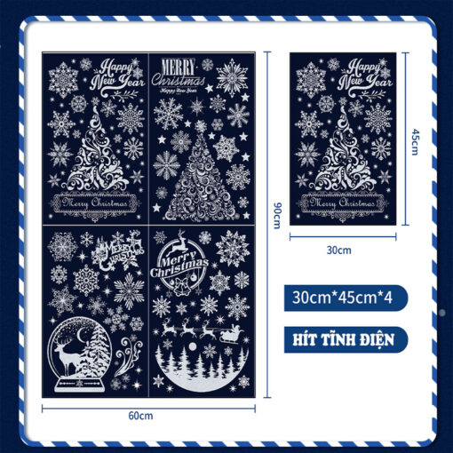 Decal Noel Hít Tĩnh Điện 2025 Bộ 4 Tấm Cây Thông, Quả Cầu Tuyết – Trang Trí Giáng Sinh Cửa Kính Cực Đẹp, Không Cần Keo - Hình ảnh 9