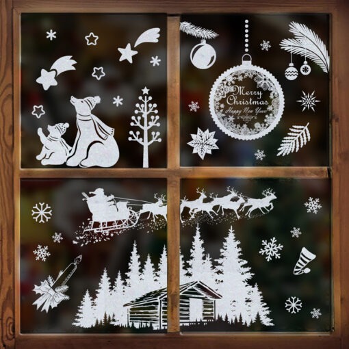 Decal Noel 2025 Hít Tĩnh Điện – Bộ Trang Trí Cửa Kính Cây Thông, Tuần Lộc, Ông Già Noel, Bông Tuyết Đẹp Lung Linh - Hình ảnh 3