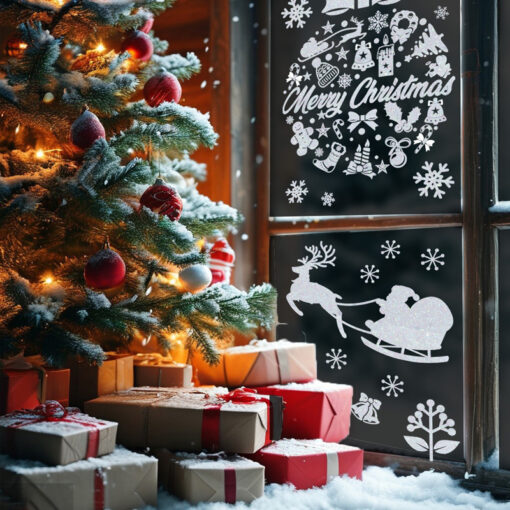 Decal Noel 2025 Hít Tĩnh Điện – Bộ Trang Trí Cửa Kính Cây Thông, Tuần Lộc, Ông Già Noel, Bông Tuyết Đẹp Lung Linh - Hình ảnh 6