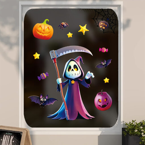 Decal Halloween 2025 Hít Tĩnh Điện – Phù Thủy, Bí Ngô, Ma Quái Dễ Thương Trang Trí Cửa Kính - Hình ảnh 4