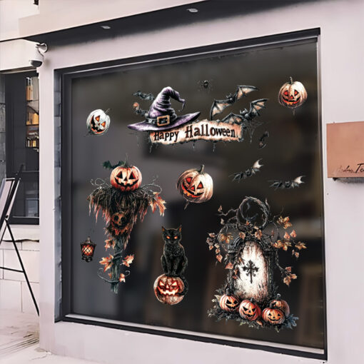 Decal Halloween 2025 Hít Tĩnh Điện – Trang Trí Cửa Kính, Cửa Hàng, Ngôi Nhà Đầy Ma Mị - Hình ảnh 4