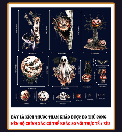 Decal Halloween 2025 Hít Tĩnh Điện – Trang Trí Cửa Kính, Cửa Hàng, Ngôi Nhà Đầy Ma Mị - Hình ảnh 7