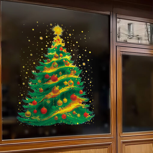 Decal Noel Cây Thông Hít Tĩnh Điện 45x60cm – Mẫu Thông Xanh Lá Trang Trí Kính Rực Rỡ, Thấy Rõ 2 Mặt - Hình ảnh 3