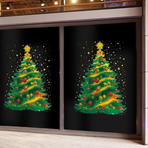 Decal Noel Cây Thông Hít Tĩnh Điện 45x60cm – Mẫu Thông Xanh Lá Trang Trí Kính Rực Rỡ, Thấy Rõ 2 Mặt - Hình ảnh 4