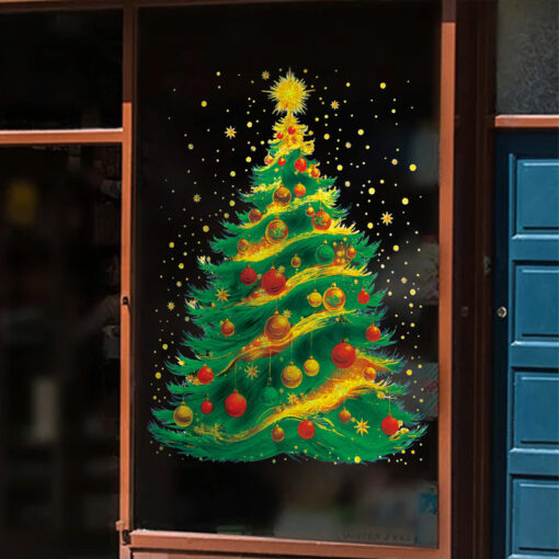 Decal Noel Cây Thông Hít Tĩnh Điện 45x60cm – Mẫu Thông Xanh Lá Trang Trí Kính Rực Rỡ, Thấy Rõ 2 Mặt - Hình ảnh 5