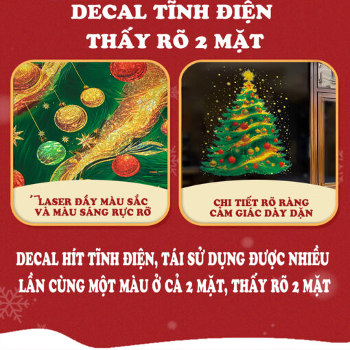 Decal Noel Cây Thông Hít Tĩnh Điện 45x60cm – Mẫu Thông Xanh Lá Trang Trí Kính Rực Rỡ, Thấy Rõ 2 Mặt - Hình ảnh 8