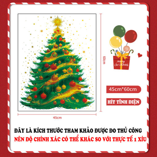 Decal Noel Cây Thông Hít Tĩnh Điện 45x60cm – Mẫu Thông Xanh Lá Trang Trí Kính Rực Rỡ, Thấy Rõ 2 Mặt - Hình ảnh 9