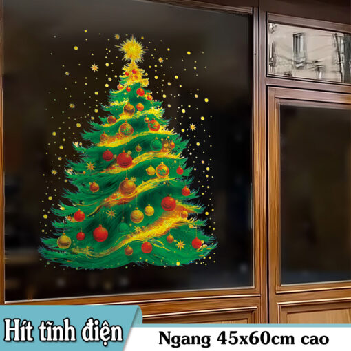 Decal Noel Cây Thông Hít Tĩnh Điện 45x60cm – Mẫu Thông Xanh Lá Trang Trí Kính Rực Rỡ, Thấy Rõ 2 Mặt - Hình ảnh 10