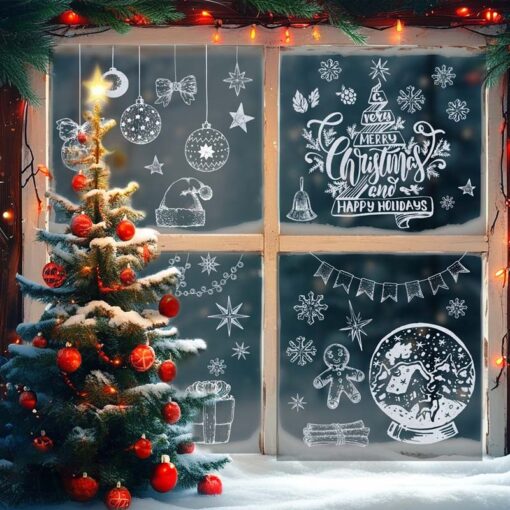 Decal Noel 2025 Hít Tĩnh Điện Trang Trí Cửa Kính – Người Tuyết, Cây Thông, Ông Già Noel Đẹp Lung Linh - Hình ảnh 4