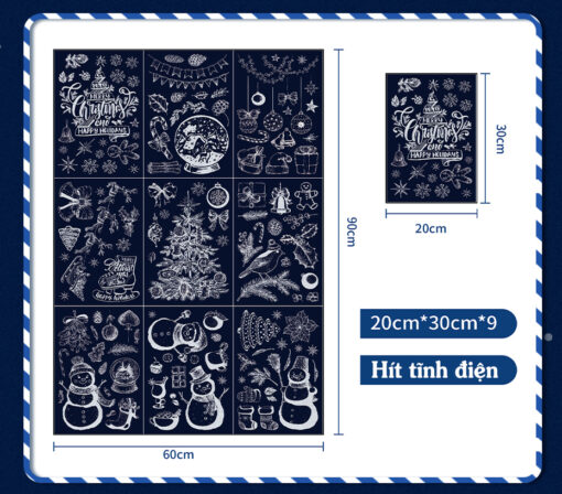 Decal Noel 2025 Hít Tĩnh Điện Trang Trí Cửa Kính – Người Tuyết, Cây Thông, Ông Già Noel Đẹp Lung Linh - Hình ảnh 7