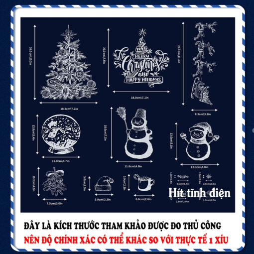 Decal Noel 2025 Hít Tĩnh Điện Trang Trí Cửa Kính – Người Tuyết, Cây Thông, Ông Già Noel Đẹp Lung Linh - Hình ảnh 8