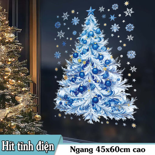 Decal Noel Cây Thông Xanh Dương 2 Mặt – Hít Tĩnh Điện, Kích Thước 45x60cm – Lấp Lánh Mùa Giáng Sinh - Hình ảnh 11