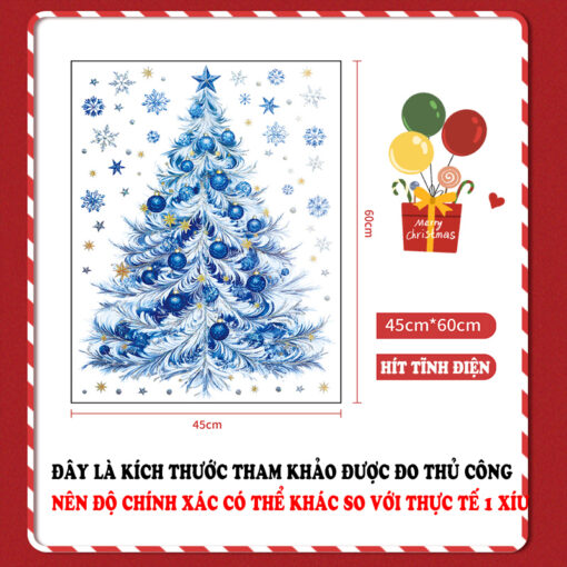 Decal Noel Cây Thông Xanh Dương 2 Mặt – Hít Tĩnh Điện, Kích Thước 45x60cm – Lấp Lánh Mùa Giáng Sinh - Hình ảnh 9