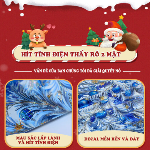 Decal Noel Cây Thông Xanh Dương 2 Mặt – Hít Tĩnh Điện, Kích Thước 45x60cm – Lấp Lánh Mùa Giáng Sinh - Hình ảnh 10