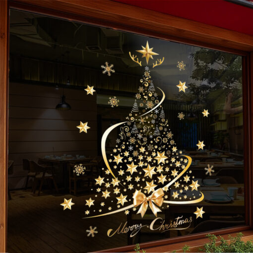 Decal Noel Hít Tĩnh Điện 2026 – Cây Thông Vàng Merry Christmas Sang Trọng - Hình ảnh 8