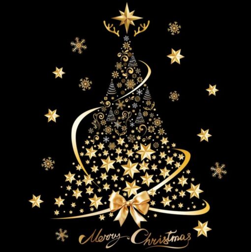 Decal Noel Hít Tĩnh Điện 2026 – Cây Thông Vàng Merry Christmas Sang Trọng - Hình ảnh 9