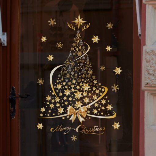 Decal Noel Hít Tĩnh Điện 2026 – Cây Thông Vàng Merry Christmas Sang Trọng - Hình ảnh 4