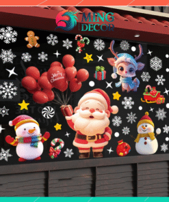 Decal Noel Hít Tĩnh Điện 2026 – Ông Già Noel, Tuần Lộc & Người Tuyết Trang Trí Giáng Sinh-JC-84