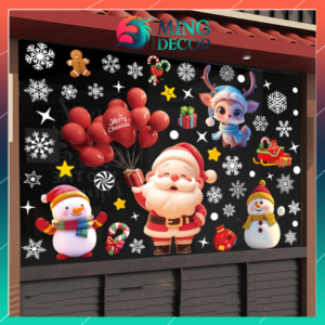Decal Noel Hít Tĩnh Điện 2026 – Ông Già Noel, Tuần Lộc & Người Tuyết Trang Trí Giáng Sinh-JC-84