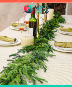 Dây Lá Thông Trang Trí Noel PE Dài 2m7 Có Đèn Led – Trang Trí Cửa, Cầu Thang, Lò Sưởi, Bàn Tiệc Sang Trọng