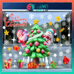 Decal Noel Hít Tĩnh Điện 2026 – Ông Già Noel & Cây Thông Trang Trí Kính, Cửa Hàng, Quán Cafe-JC-83