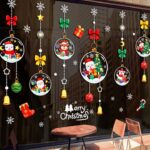 Decal Noel 2026 Quả Châu Treo – Ông Già Noel & Chuông Vàng – Hít Tĩnh Điện (Khổ 45×60) | Trang Trí Cửa Kính Đẹp Lung Linh