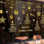 Decal Noel 2026 Treo Vàng – Cây Thông & Ngôi Sao Tuyết – Hít Tĩnh Điện Cao Cấp | Khổ 45×60