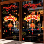 Decal Tết Cành Đào 2026 – Câu Chúc An Khang Thịnh Vượng – Lồng Đèn Đỏ | Hít Tĩnh Điện | Khổ 60×90 cm Trang Trí Cửa Kính