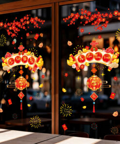 Decal Tết Cành Đào 2026 – Câu Chúc An Khang Thịnh Vượng – Lồng Đèn Đỏ | Hít Tĩnh Điện | Khổ 60×90 cm Trang Trí Cửa Kính