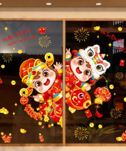 Decal Tết Bé May Mắn 2026 – Mã Đáo Thành Công, Vạn Sự Đại Cát | Decal Tết Hít Tĩnh Điện | Khổ 60×90 cm – MingDecor