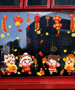 Decal Tết Bé Múa Lân 2026 – Decal Tết Hít Tĩnh Điện – Decal Tết 60x90 cm | MingDecor