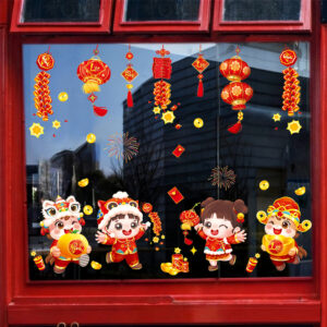 Decal Tết Bé Múa Lân 2026 – Decal Tết Hít Tĩnh Điện – Decal Tết 60x90 cm | MingDecor