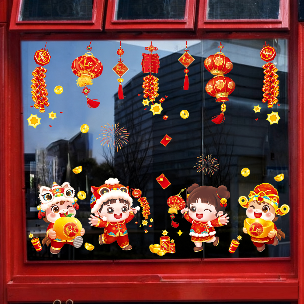 Decal Tết Bé Múa Lân 2026 – Decal Tết Hít Tĩnh Điện – Decal Tết 60x90 cm | MingDecor