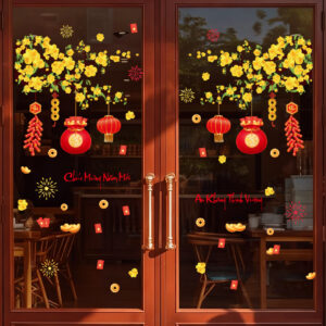 Decal Tết 2026 Cành Mai Vàng – Decal Tết Hít Tĩnh Điện Đẹp Sang – Decal Tết 60x90 cm Trang Trí Cửa Kính | MingDecor