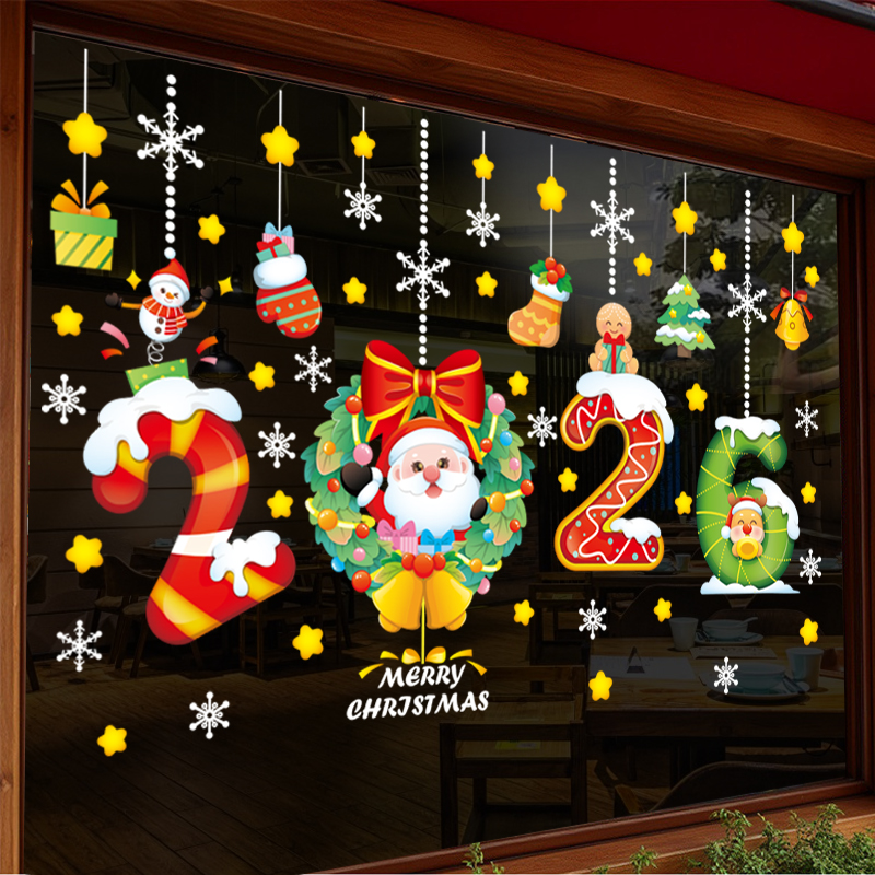 Decal Noel 2026 Kẹo Gậy – Ông Già Noel Vòng Hoa – Hít Tĩnh Điện (Khổ 45x60) – Trang Trí Giáng Sinh Rực Rỡ Cho Cửa Kính - Hình ảnh 9