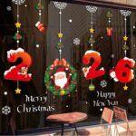 Decal Noel 2026 Merry Christmas Santa Đỏ – Hít Tĩnh Điện (Khổ 45×60) – Trang Trí Cửa Kính Đẹp Rực Rỡ Cho Mùa Giáng Sinh