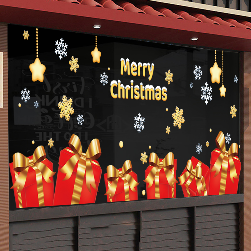 Decal Noel 2026 Hộp Quà Đỏ – Ngôi Sao Vàng – Hít Tĩnh Điện – Khổ 45x60 | Trang Trí Cửa Kính Sang Trọng - Hình ảnh 3