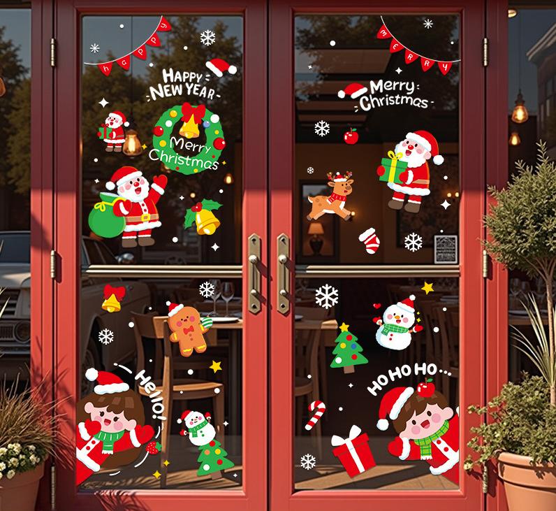 Decal Noel 2026 Cute Santa – Snowman – Tuần Lộc – Bé Noel | Hít Tĩnh Điện | Khổ 50x70 – Trang Trí Cửa Kính Dễ Thương Cho Cửa Hàng & Gia Đình - Hình ảnh 7