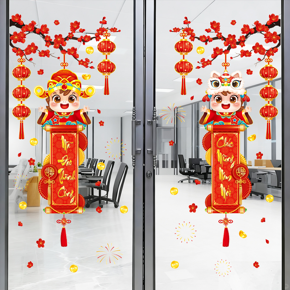 Decal Tết Bé Treo Câu Đối 2026 – Chúc Mừng Năm Mới | Decal Tết Hít Tĩnh Điện | Khổ 60×90 cm – MingDecor - Hình ảnh 7